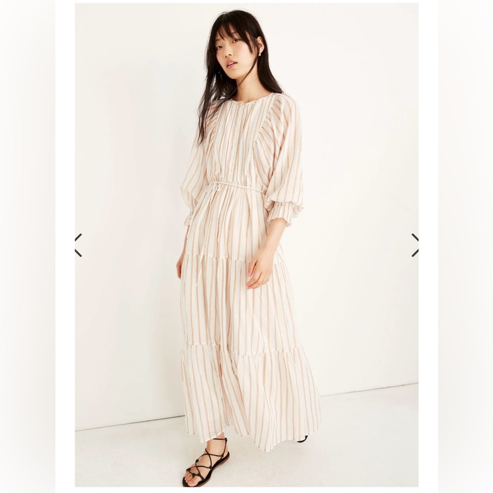 Apiece Apart Francesca Bib Tier Dress in Metallic Stripes